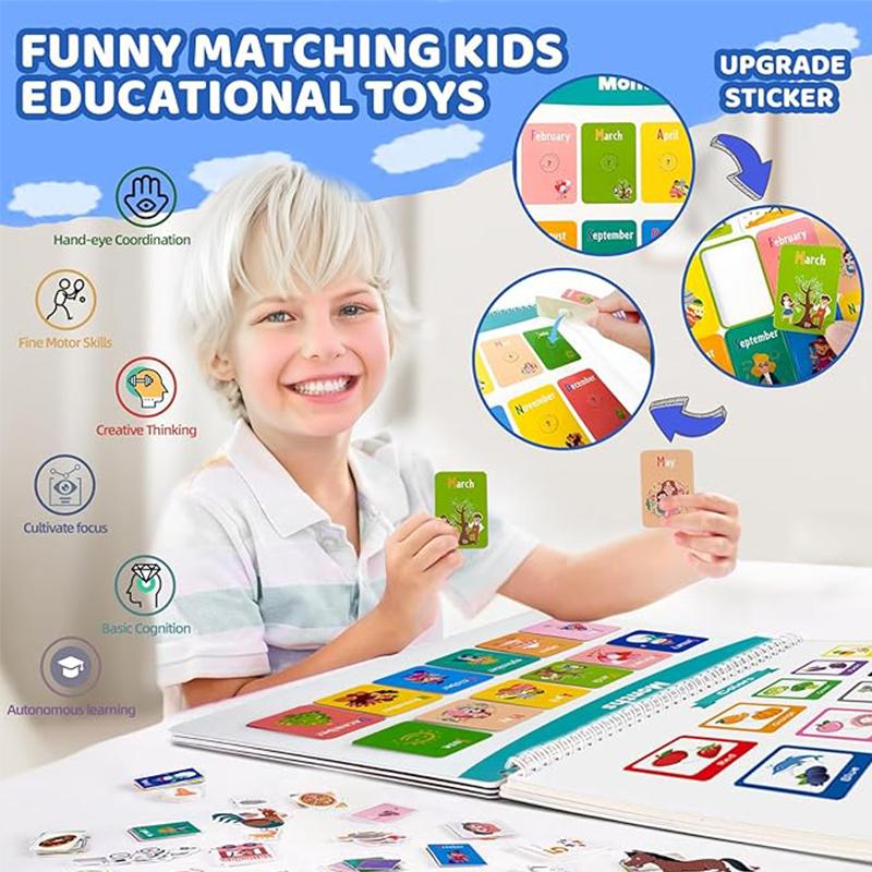 Montessori-Beschäftigungsbuch für die Vorschule, Kindergarten, Lernaktivitäten, Beschäftigungsbuch mit 28 Themen, wiederverwendbares sensorisches Spielzeug für Kinder zum Thema Autismus