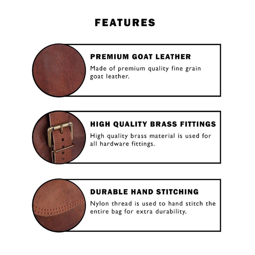 Vintage echtes Ziegenbraunes Leder Reisegepäck Duffel Weekender Übernachtungstasche