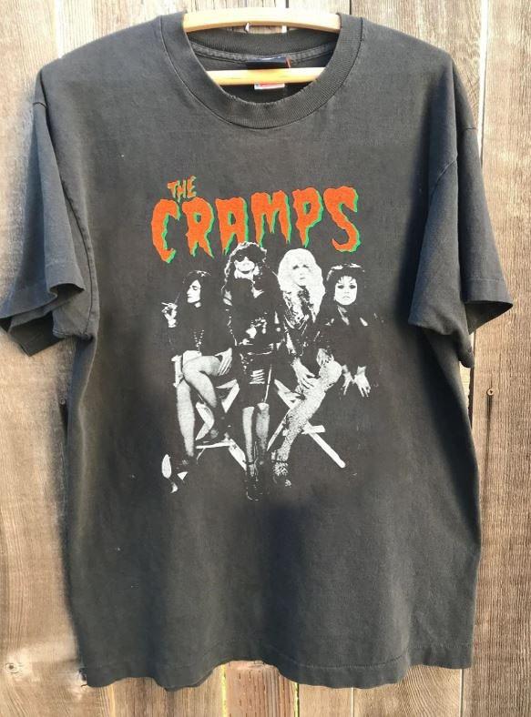 

1990 THE CRAMPS Band Shirt Rare Design Charcoal Cotton Tshirt Vtg WA1482 Unisex T-Shirt L