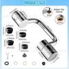 Universal Swivel Faucet Mechanical Arm Bathroom Sink Faucet Nozzle Extender Rotatable Full Copper Faucet Aerator Dual Outlet