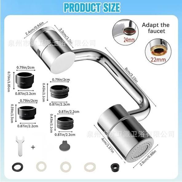 Universal Swivel Faucet Mechanical Arm Bathroom Sink Faucet Nozzle Extender Rotatable Full Copper Faucet Aerator Dual Outlet