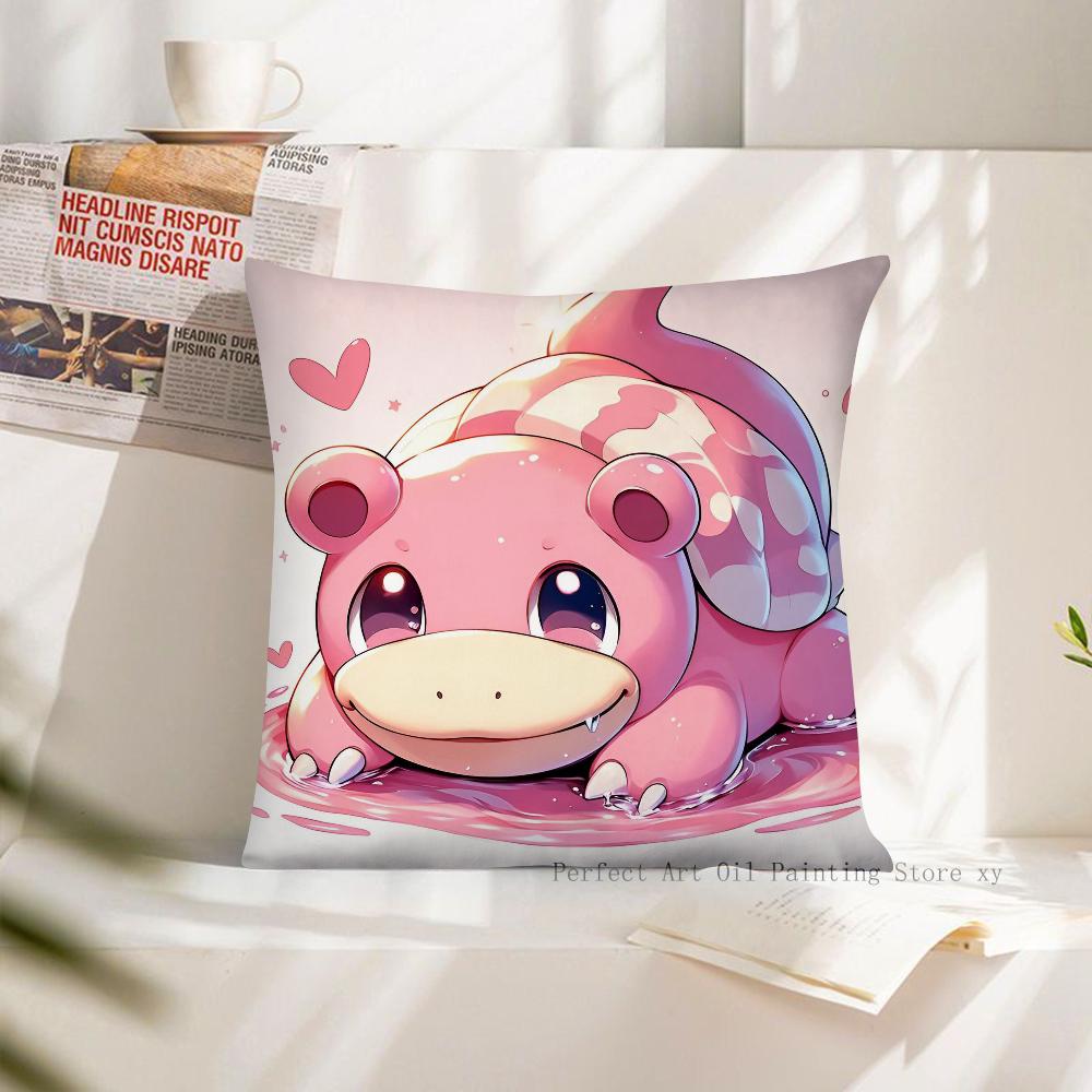 MINISO Pokemon Slowpoke Cute Pillow Case Fashion Square Pillowcase Bedroom Sofa Room Ins Decoration Leisure Cushion Cover