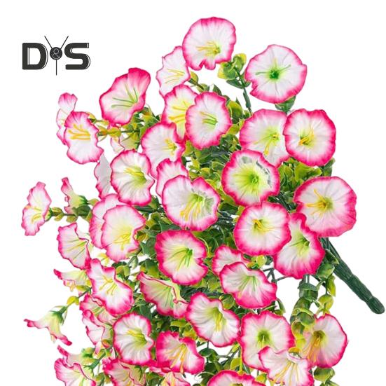 4 Pcs Hanging Faux Morning Glories UV-Proof Artificial Flowers All-Weather Fake Flowers for Outdoor Decoration Porch Hanging Planters