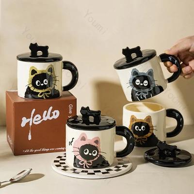 Exquisite süße Cartoon-Katze-Keramiktassen Home Frühstück Paar Milchtasse High-End-Büro Kaffeetassen Geburtstagsgeschenke