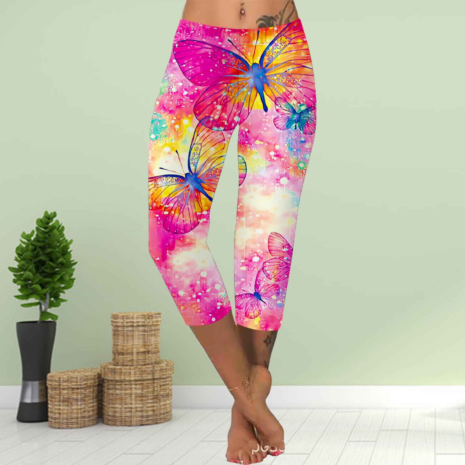 

Штани Літні Короткі Легінси Укорочені Вузькі Штани Великого Розміру Легінси Жіночі Слім 3D Сірі Штани з Принтом Метеликів 8XL рожевий