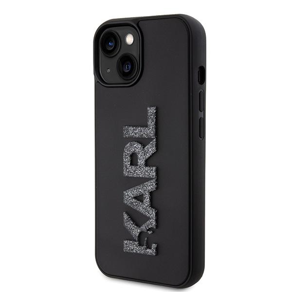 Etui do iPhone 15 Karl Lagerfeld 3D Rubber Glitter Logo Czarne
