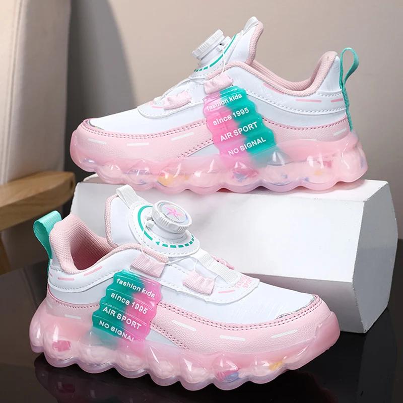 Trendy Pink Girls' Casual Sports Shoes Outdoor Anti-Slip Running Sneakers for Children Tenis Size 28-39