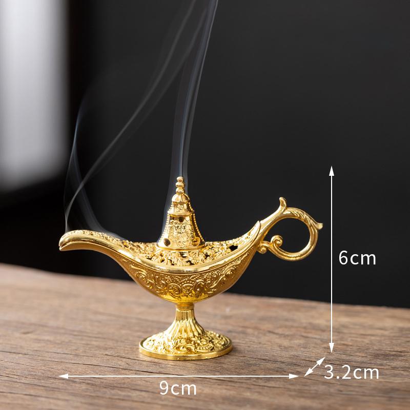 

BEPAN New Chinese Style Alloy Incense Burner Aladdin Lamp Shape for Stick Incense Home Decor Ornament Gift Household Goods золотой