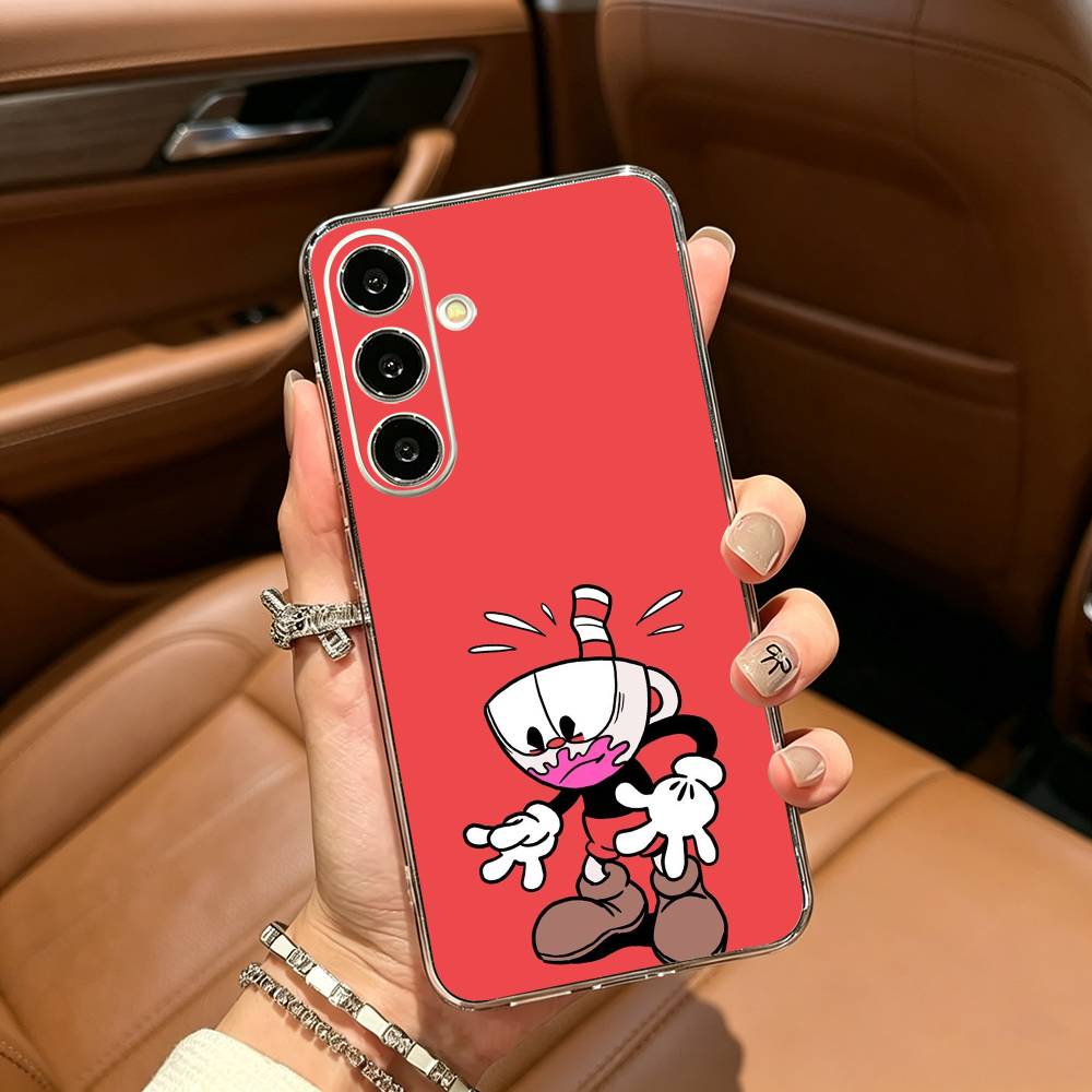 Süße CupHead und MugMan Handyhülle für Samsung Galaxy A71, A70, A52, A51, A40, A30 Transparente Hülle