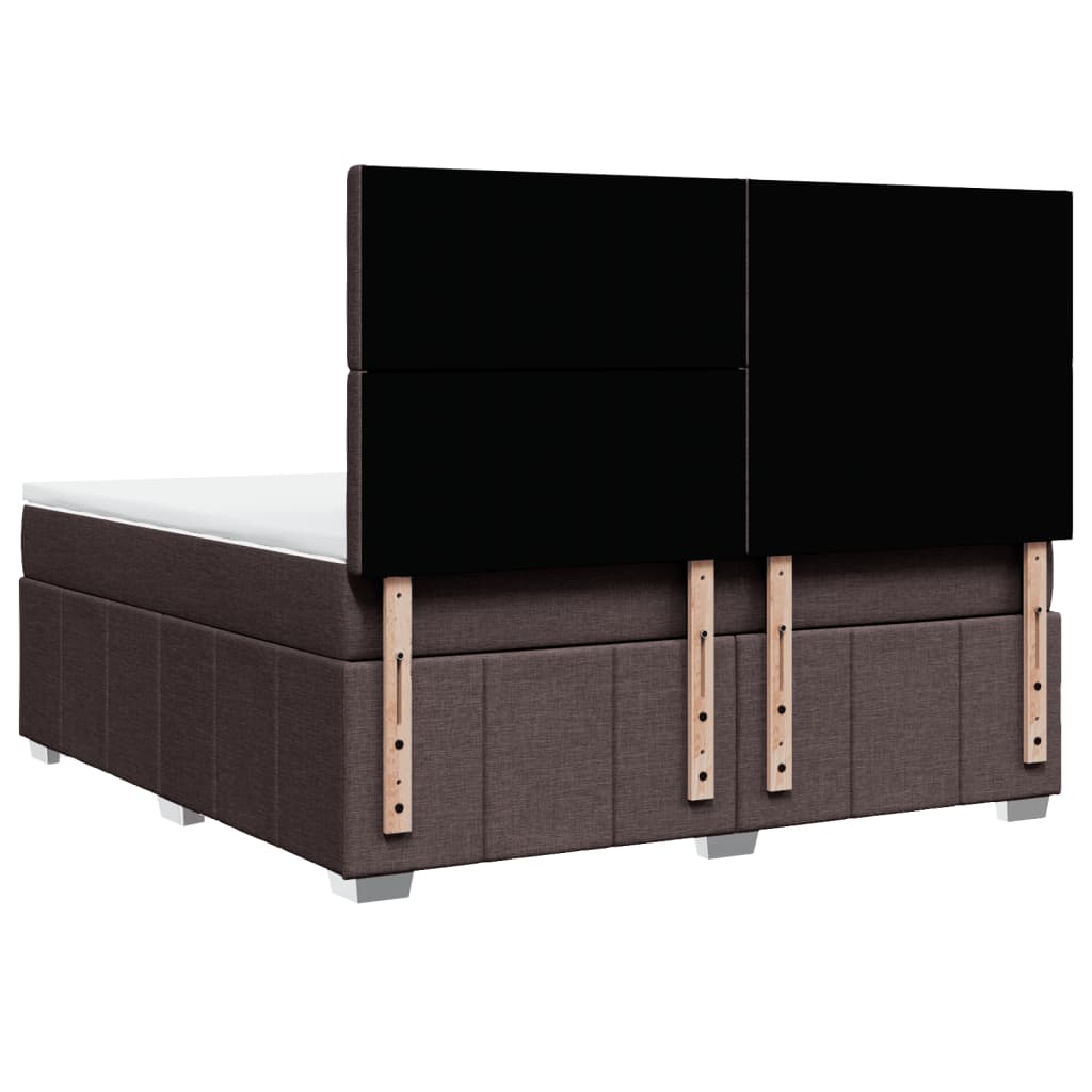 Box Spring Bed with Mattress Dark Brown 180 x 200 cm Fabric