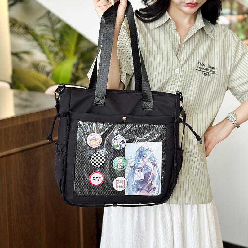 Wind Simple Transparent Pain Bag Large Capacity Class Tote Bag Leisure Commuting Shoulder Bag Versatile Tote Bag