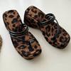 Fashion Leopard High Heels Women Slippers Platform Fashion Shoes Clip Toe Woman Sandals 2025 Summer Trend Designer Dress Mujer Zapatos