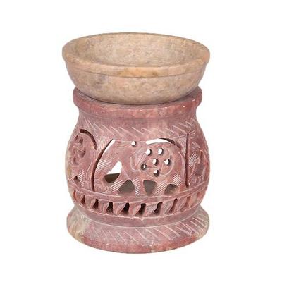 Soapstone Aroma Oil Diffuse Burner with 2 Tea Light Candle and 2.5 Ml