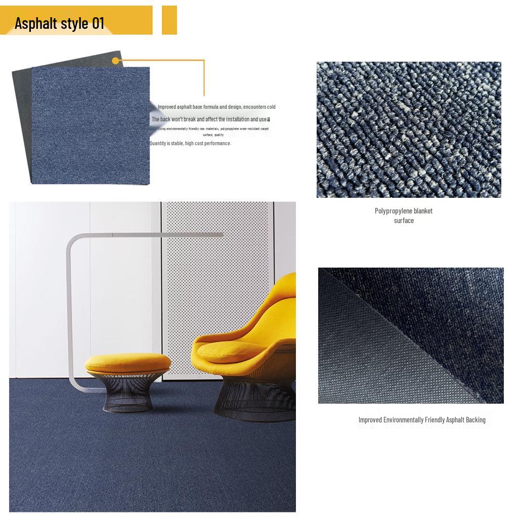 Dark Blue Flame Retardant Nylon Carpet for Conference Rooms & Billiard Halls: Square PVC Wall-to-Wall Mat