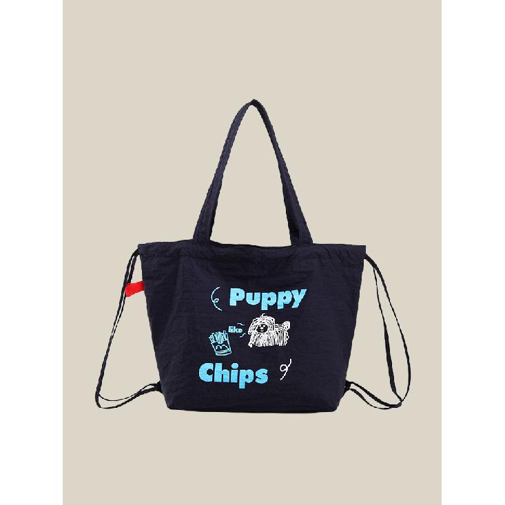 2025 Niche Design Letter Print Dog Print Women s Large Capacity Nylon Shoulder Bag Daily Commuting Tote Bag синий