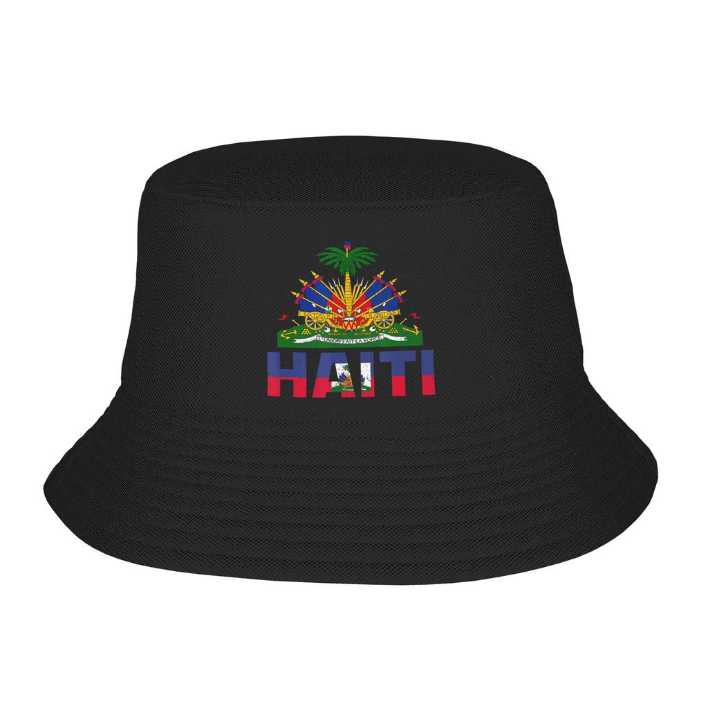 Haitian flag  Bucket Hat For Unisex Women  FisherUnisex Hats Trendy Travel Hiking Caps Soft Fold Hawaii Graphic Visor Hats