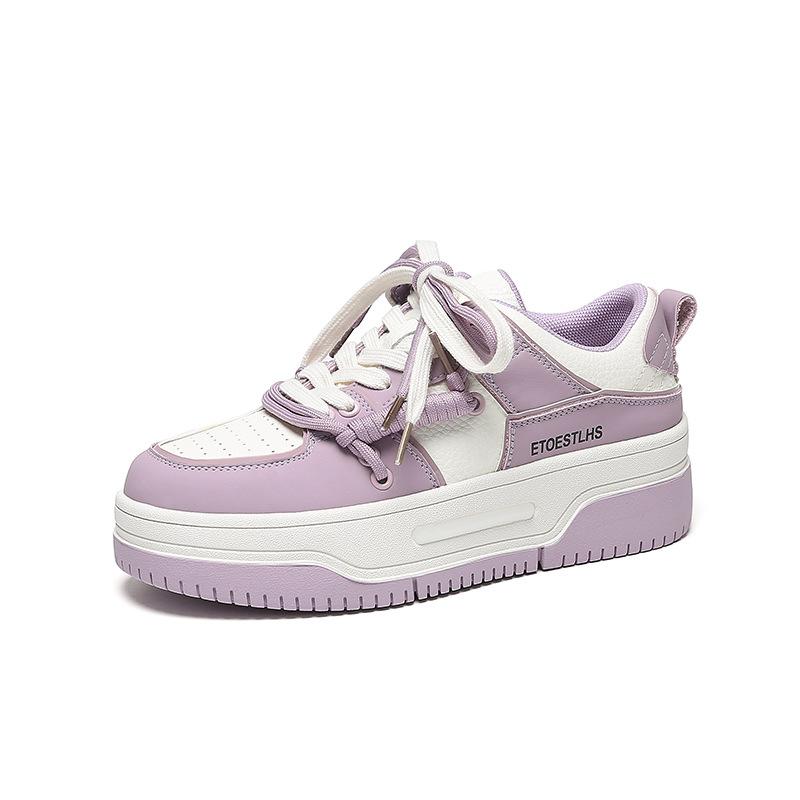 Factory straight hair leather women's shoes board shoes new casual versatile platform white shoes heightening Internet celebrity hot selling women's