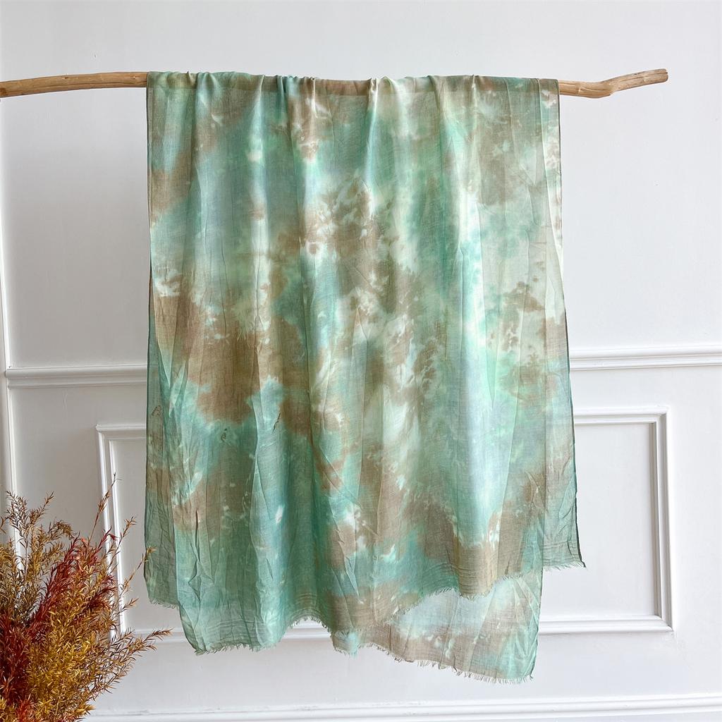 New Women Cotton Tie Dye Scarf Beach Hijab Shawls and Wraps  Luxury Brand Flower Female Foulard Echarpe Designer Bandana