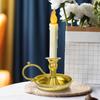 Taper Candle Holder Metal Golden Vintage Candlestick Holder with Handle for Party Wedding Decor Single Golden Candle
