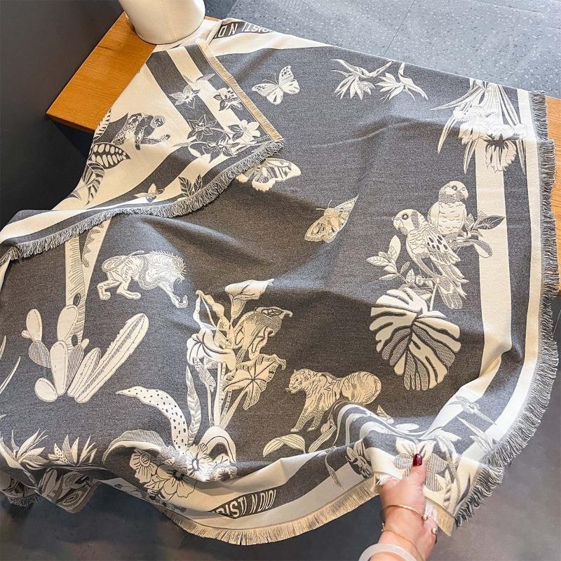 2024 New Scarf Women's Printed Butterfly Fashion Aging New Autumn and Winter Large Square Scarf ,Thickened To Keep Warm Student Shawl Cloak