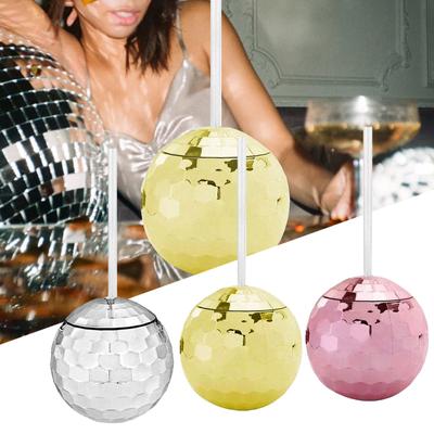 Disco Wine Cups Disco Flash Ball Cocktail Cup z pokrywką i słomką Party Supplies
