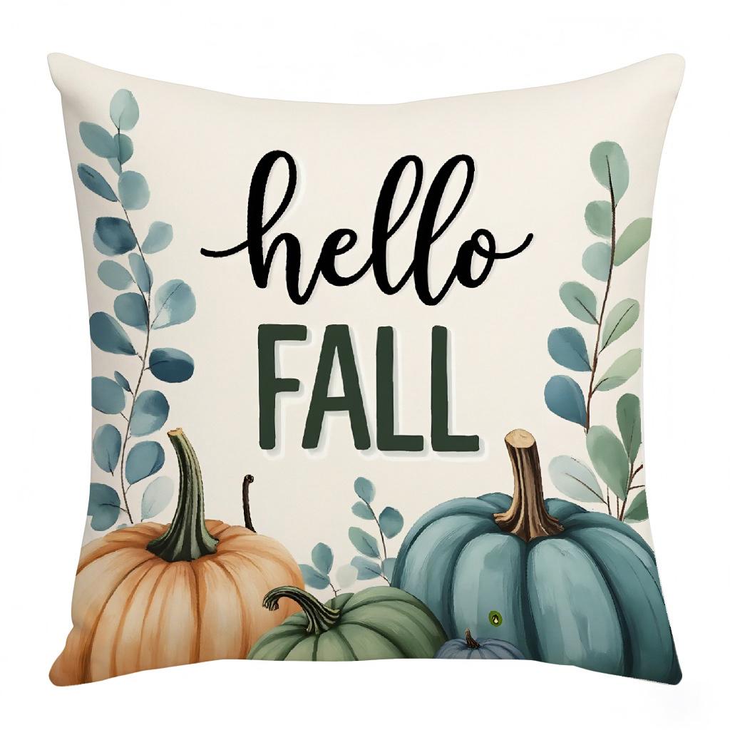 Thanksgiving Pumpkin Plaid Elements Small Fresh Simple Style Festive Atmosphere Decoration Living Room Home Pillow Cushion Cover