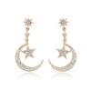 Elegant Plated Gold Star Moon Earrings Trendy Fashionable Dangle Earrings For Women