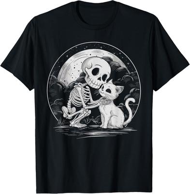 Skeleton Cat Skull Kitty Cute Goth Halloween Costume T-Shirt