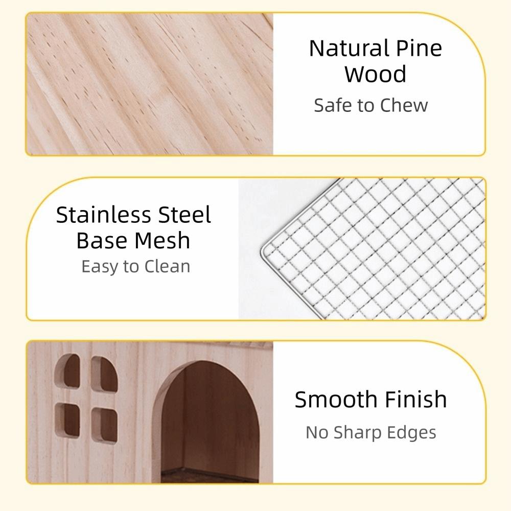 Solid Wood Bird Wooden House Drawable Bottom Avian Home  Parrot Cage Accessories