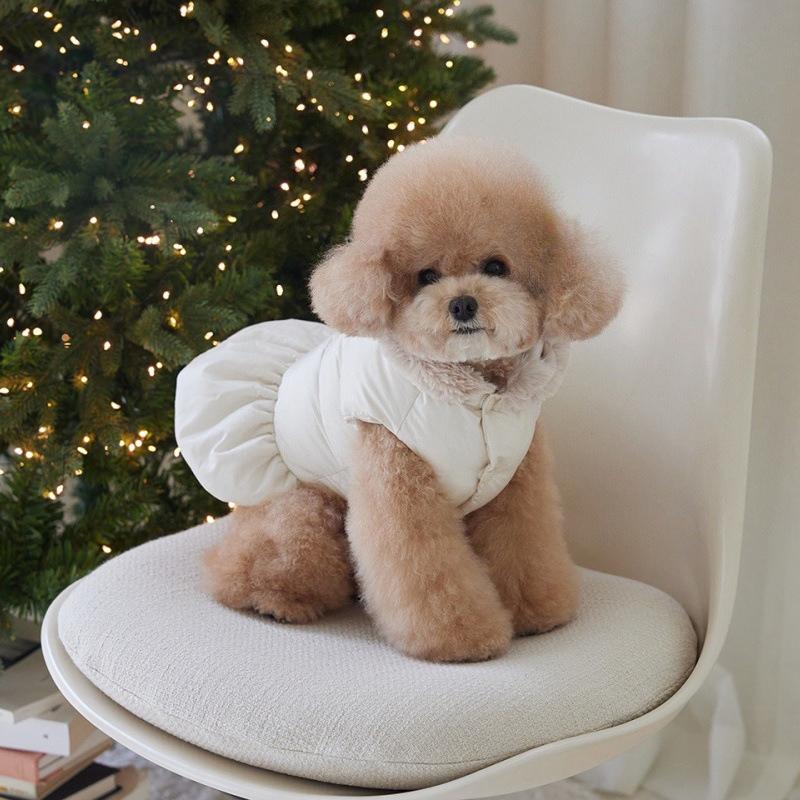 Pet Thick Coat Autumn/Winter Christmas New Year Small Dog Schnauzer Teddy Bow Hat Cotton Jacket Puppy Clothes