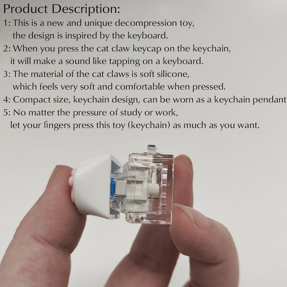 Cat Claw Button Cute Cat Claw Soft Silicone Decompression Test Axis Device Decompression Keychain Pendant Creative Relief Toy