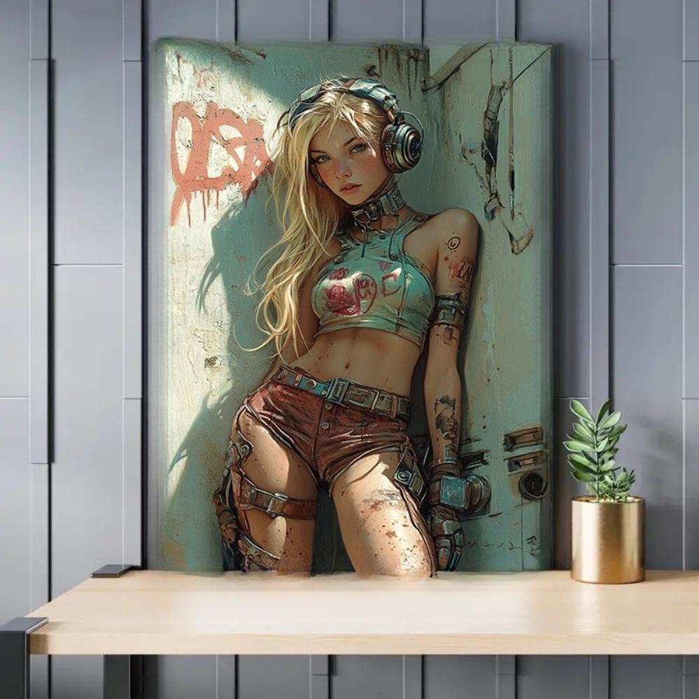 Fashion Blonde Lady Metal Wall Art Print - Waterproof UV-Resistant Decor for Living Room Bedroom Office Easy to Hang Perfect Gif