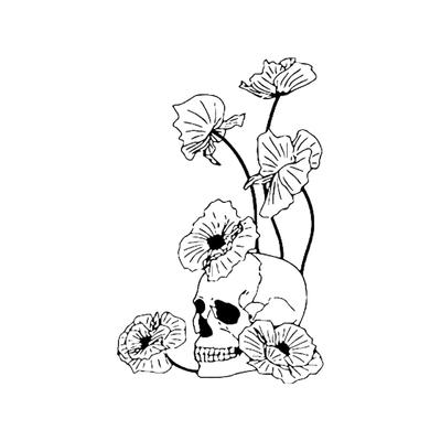 Skeleton and Flower Pattern Wall Sticker for Living Room Backdrop Wall Bedroom