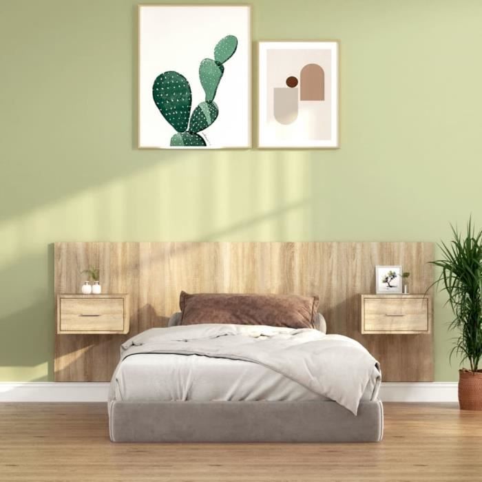 VidaXL Headboard with Cabinets Sonoma Oak Engineered Wood 3115678