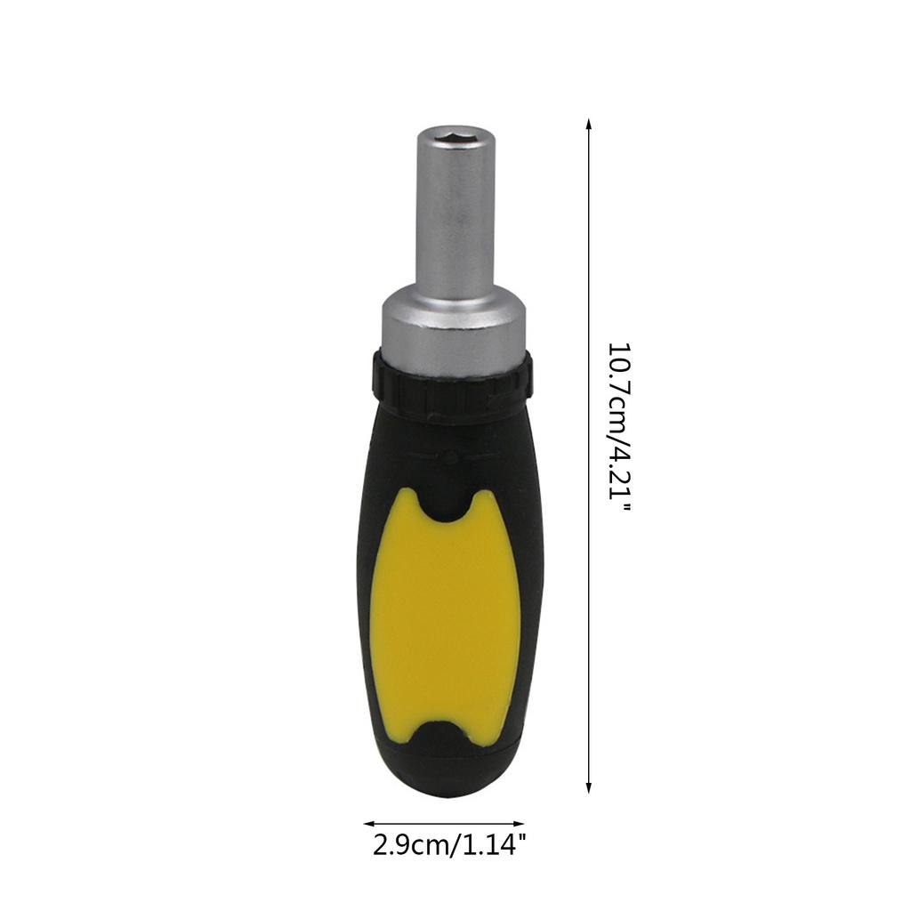 Ratchet Screwdriver Handle Ratchet Stubby Magnetic Screwdriver Chuck Hand Tools with Internal 1/4" Hex Socket Tool