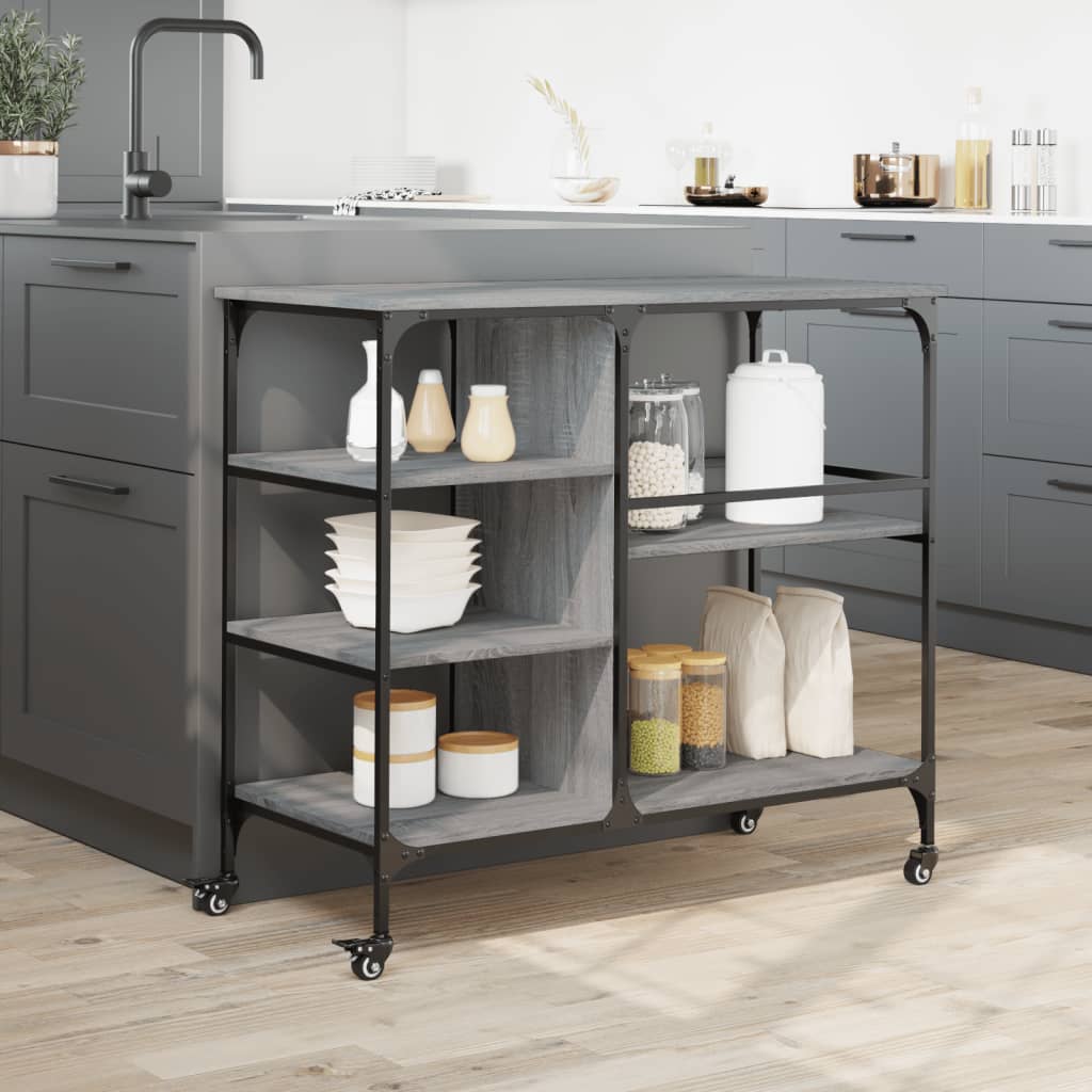 Kitchen Trolley in Grey Sonoma 100x45x89.5 cm Engineered Wood