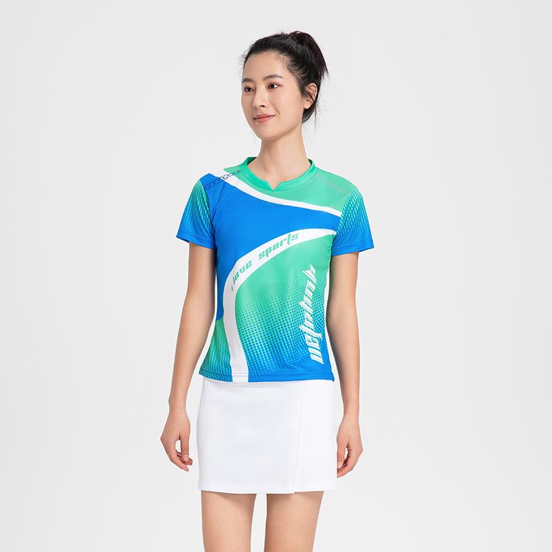 Badminton Clothes Outfit Short-Sleeved Mens and Womens Running Top Red Blue Green Table Tennis Athleticwear Quick-Drying