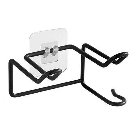 

Вешалка для фена настенная водонепроницаемая не продавливается держит аккуратно противоскользящая стойка для хранения фена аксессуары для ванной комнаты чёрный