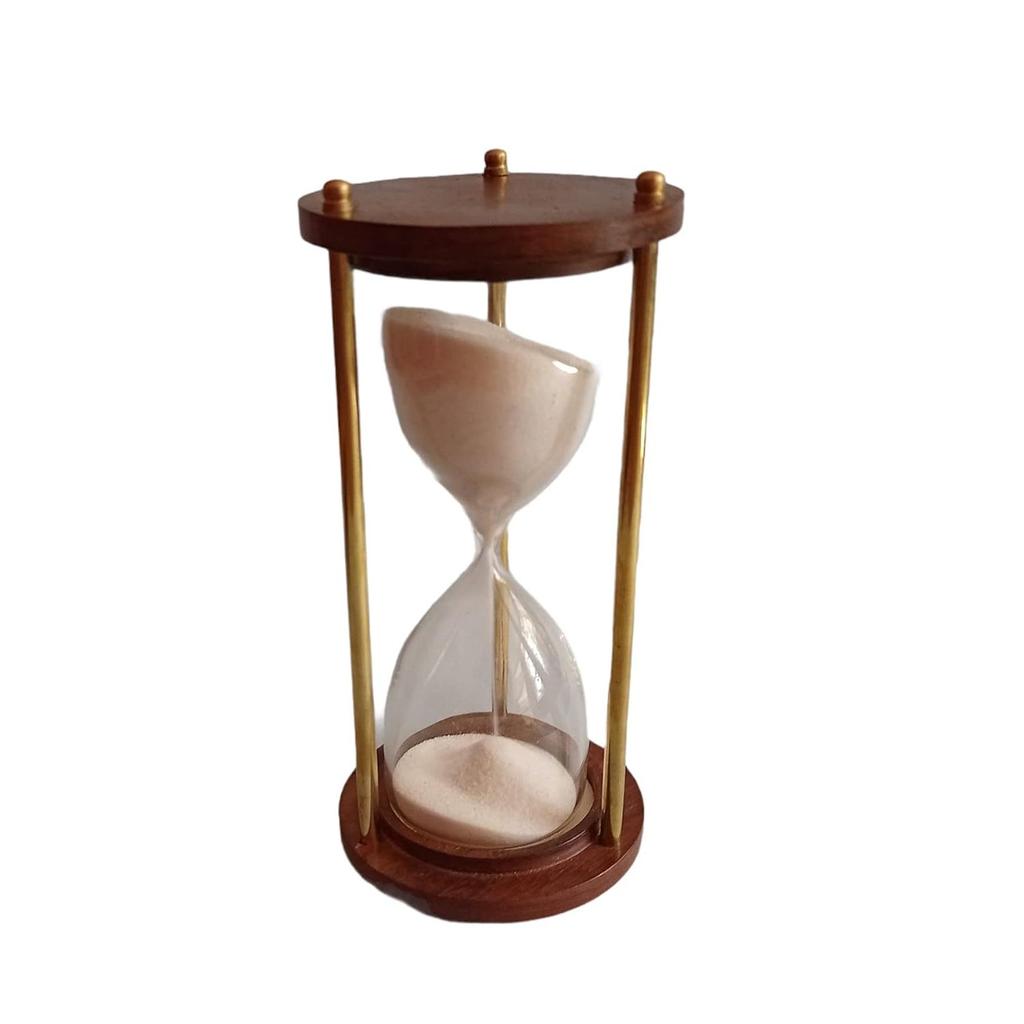 5 Minutes Brass and Wood Sand Timer Hourglass Sand Timer Brass Sand Timer Antique Sand Clock Hourglass 5 Minutes for Gift Home Decore