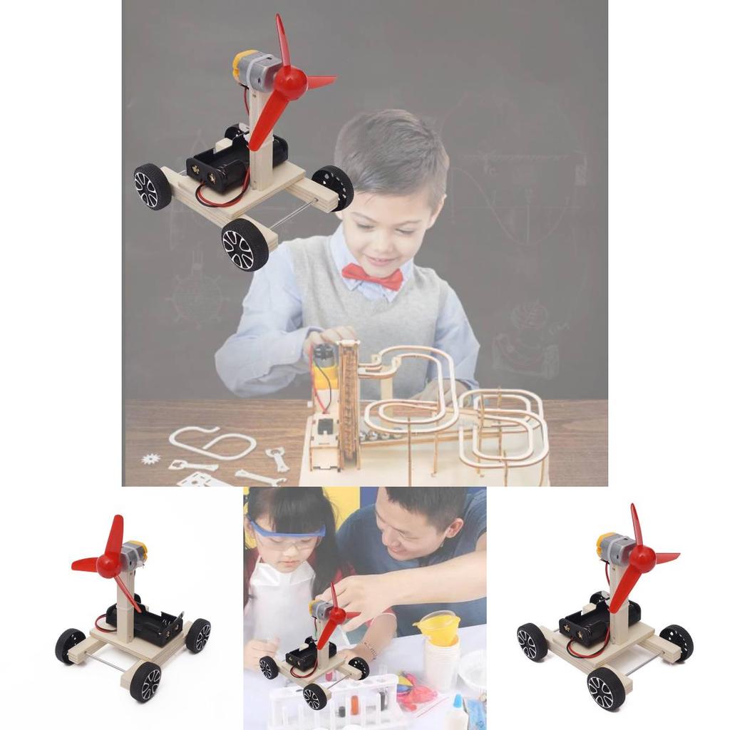 מדע DIY מכונית מונעת באוויר דגם עץ חינוכי לחינוך STEM