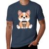Kawaii Corgi Holding A Cup Of Coffee TShirt T Shirt Personalised TShirt