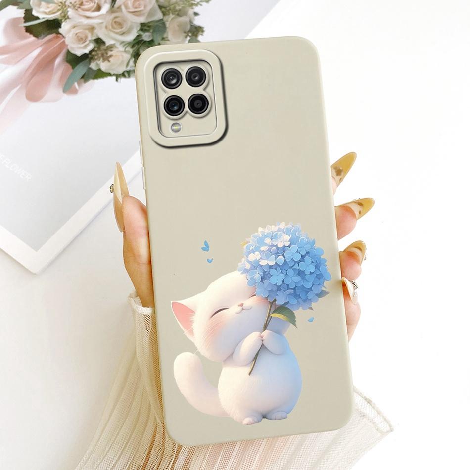 For Samsung Galaxy A12 M12 SM-A125F A127F Cute Cat Flower Butterfly Cartoon Phone Case Shockproof Soft Silicone Cases