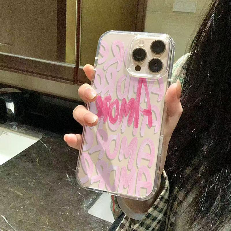 Doodle Text Advanced Pattern Phone Case for iPhone 17 Air 16 15 14 11 Pro Max Plus 13 12 Soft TPU Back Cover Coque