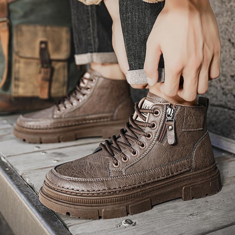 Neue Mode Herbst und Winter Herren High Top Martin Stiefel Studenten Männlich Jungen Trendy Weiche Sohle Arbeitsschuhe Arbeitsschutz Martin Sneakers