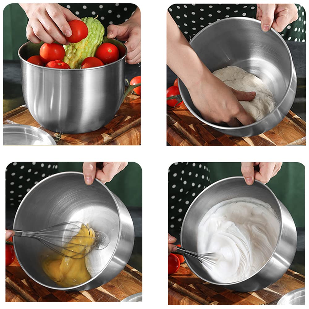 Set Deep Stainless Steel Bowl Deep Bowl Stainless Steel Deep Ball Salad Bowl Deep Mixing 18-8 Bowl… (2)