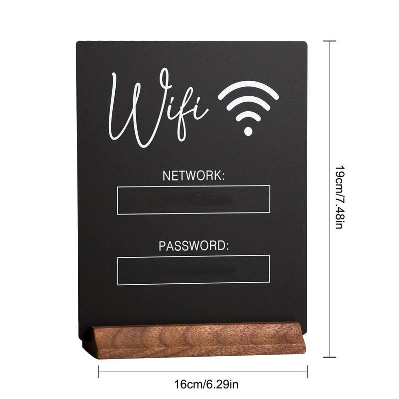Segno Wifi Pannello Acrilico 3D con Base in Legno Segnaletica Negozio Pubblico Tavolo Wifi Ristorante Per Scrittura a Mano Account e Password