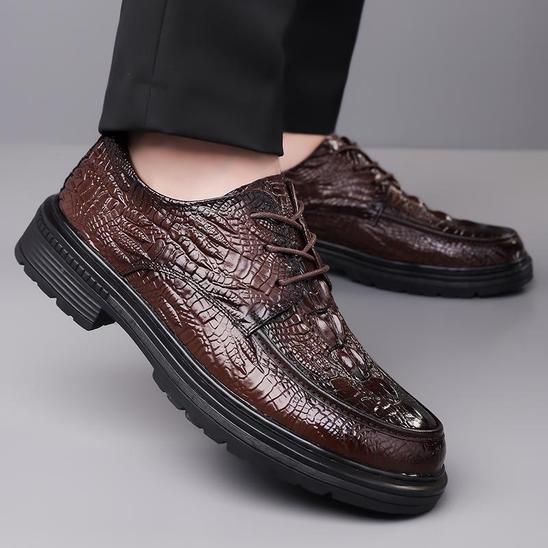 Fashion Brand Men's Top Layer Cowhide Leather Casual Shoes Fashionable Four Season Trendy Mens Oxford Shoes Business Office Formal Shoes