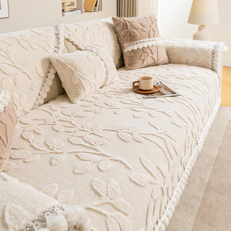 French Cream Style Sofa Cushion Autumn and Winter Plush Cushion Non-Slip Sofa Cover 2024 New Seat Cushion Cover Cloth