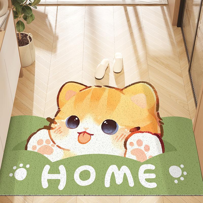 Cute Animal Entrance Door Rubbing Soil Foot Pad Waterproof Non-Slip Silk Ring Floor Mat Household Living Room Bathroom Door Mat