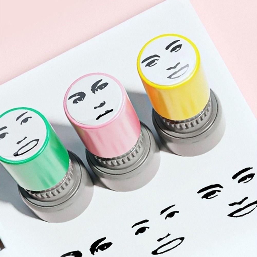 DIY Gravierter Selbstfärbender Stempel Kreatives Design Neuheit Taschenstempel mit Gesicht Memes Stil Druck Gummi-Stempelstempel Büronutzung